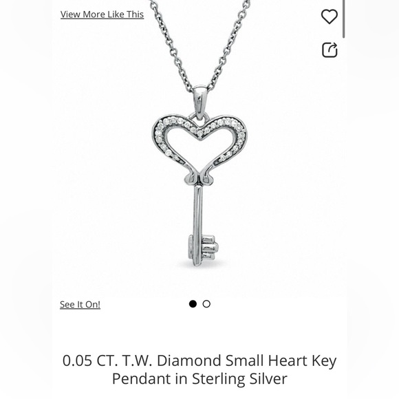 Peoples 0.05 CT. T.w. Diamond Small Heart Key Pendant in Sterling Silver - Picture 6 of 13